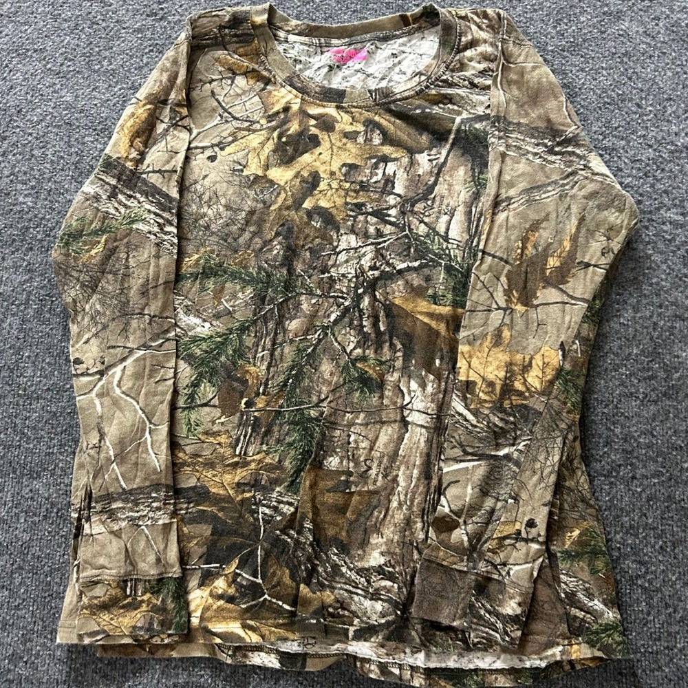 Game Winner Long Sleeve Shirt Womens Size 2XL Camo Cotton Outdoor Hunting Tee